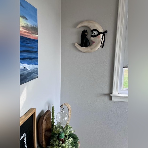 New Vintage Halloween Style Hanging Black Cat and The Moon - Picture 2 of 3